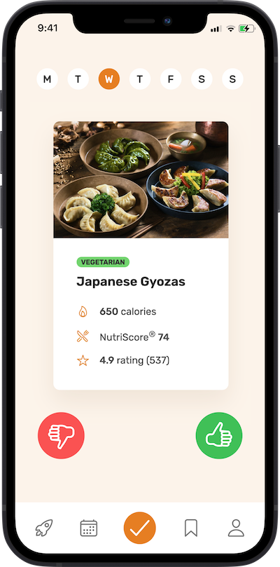 iPhone app
            meal approving plan screen